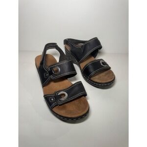 Clarks Black Leather Adjustable Strap Comfort Sandals Women's Size 8M
